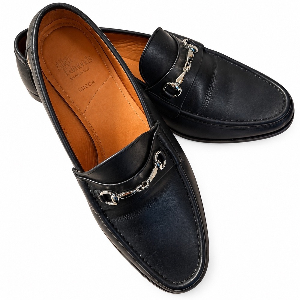 Allen Edmonds Lucca Black Leather Bit Loafers Mens 11 3E Wide Made in Italy